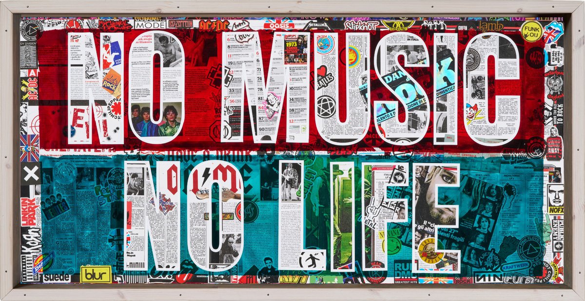 Portrait Painting By Xavi Castel, 48 X 32", No Music No Live, Original Artwork