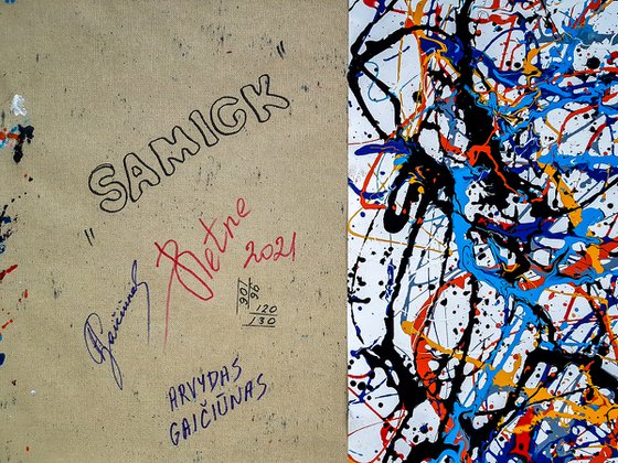 - Samick - (W)120x(H)96 cm. Style of JACKSON POLLOCK. Abstract Expressionism Painting