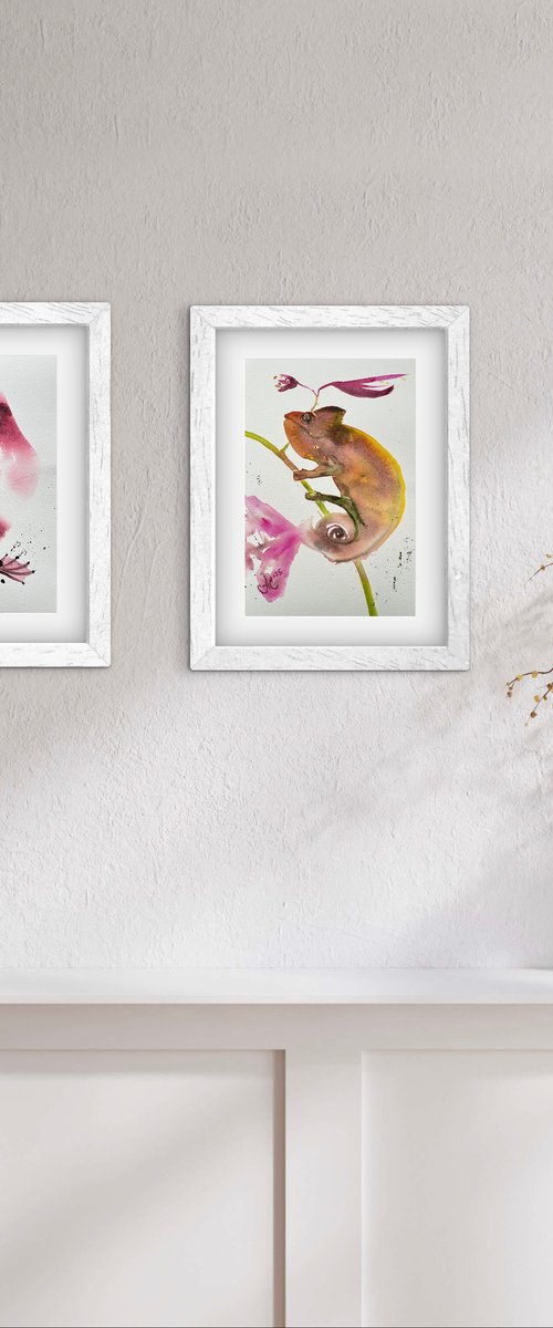 Animal: Chameleon and Frog by Alla Semenova