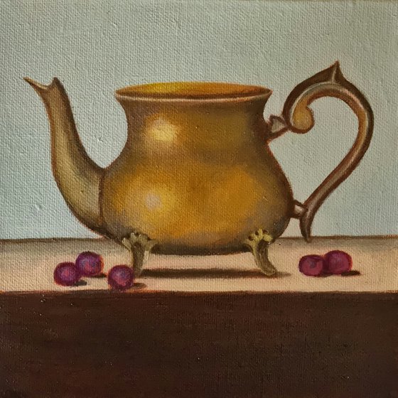 Berries and Brass pot