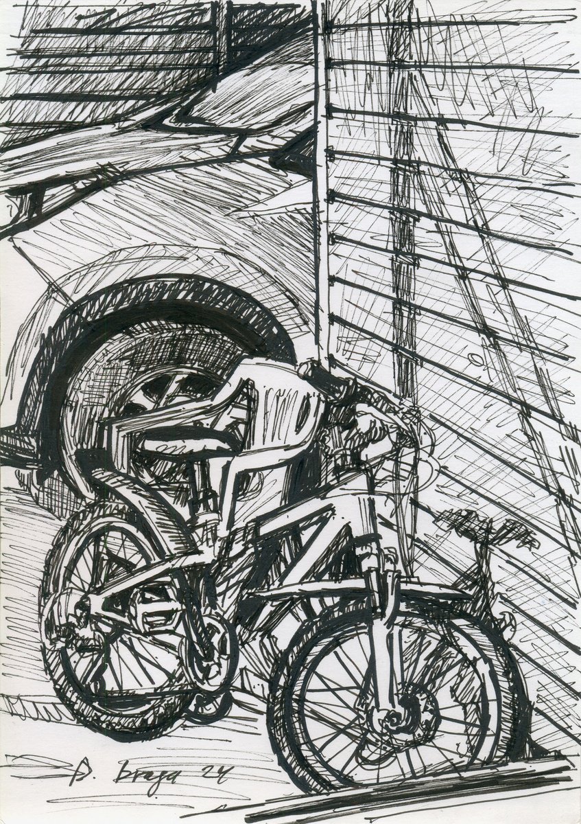 Transport Ink Drawing By Dima Braga, 8 X 12, Men