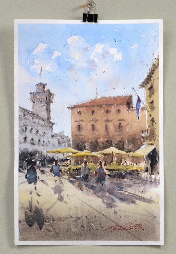 Vicenza, watercolor cityscape.