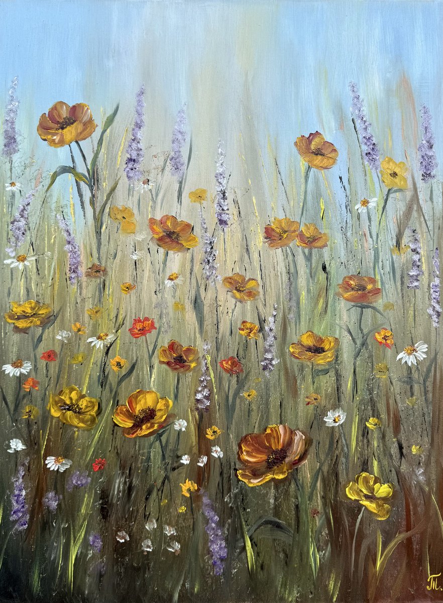 Impressionistic Botanical Oil Painting By Tanja Frost, 18 X 24", Blooming Breeze, Original Artwork