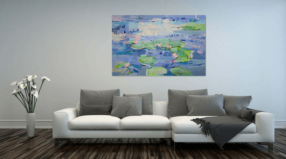 Water lilies XXL Painting Art Fine Art Landscape painting