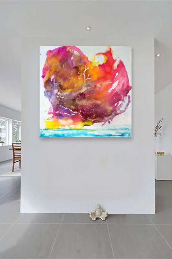 Aurora / 70 cm x 70 cm Abstract painting