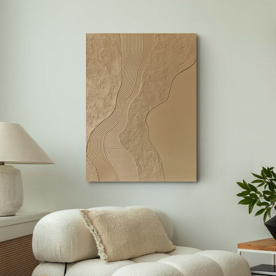"Nile" Beige abstract high textured art