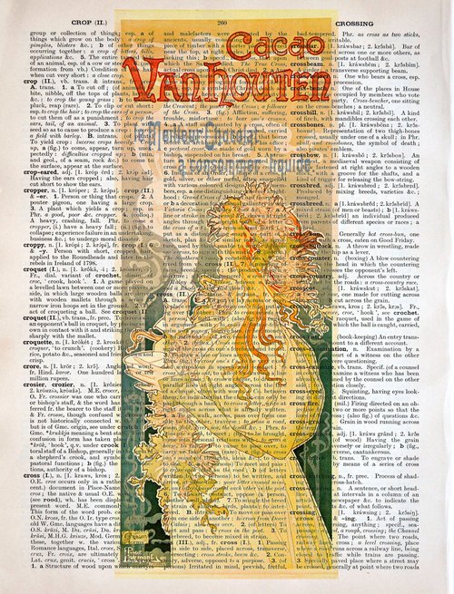 Van Houten Cacao - Collage Art Print on Large Real English Dictionary Vintage Book Page by Jakub DK - JAKUB D KRZEWNIAK