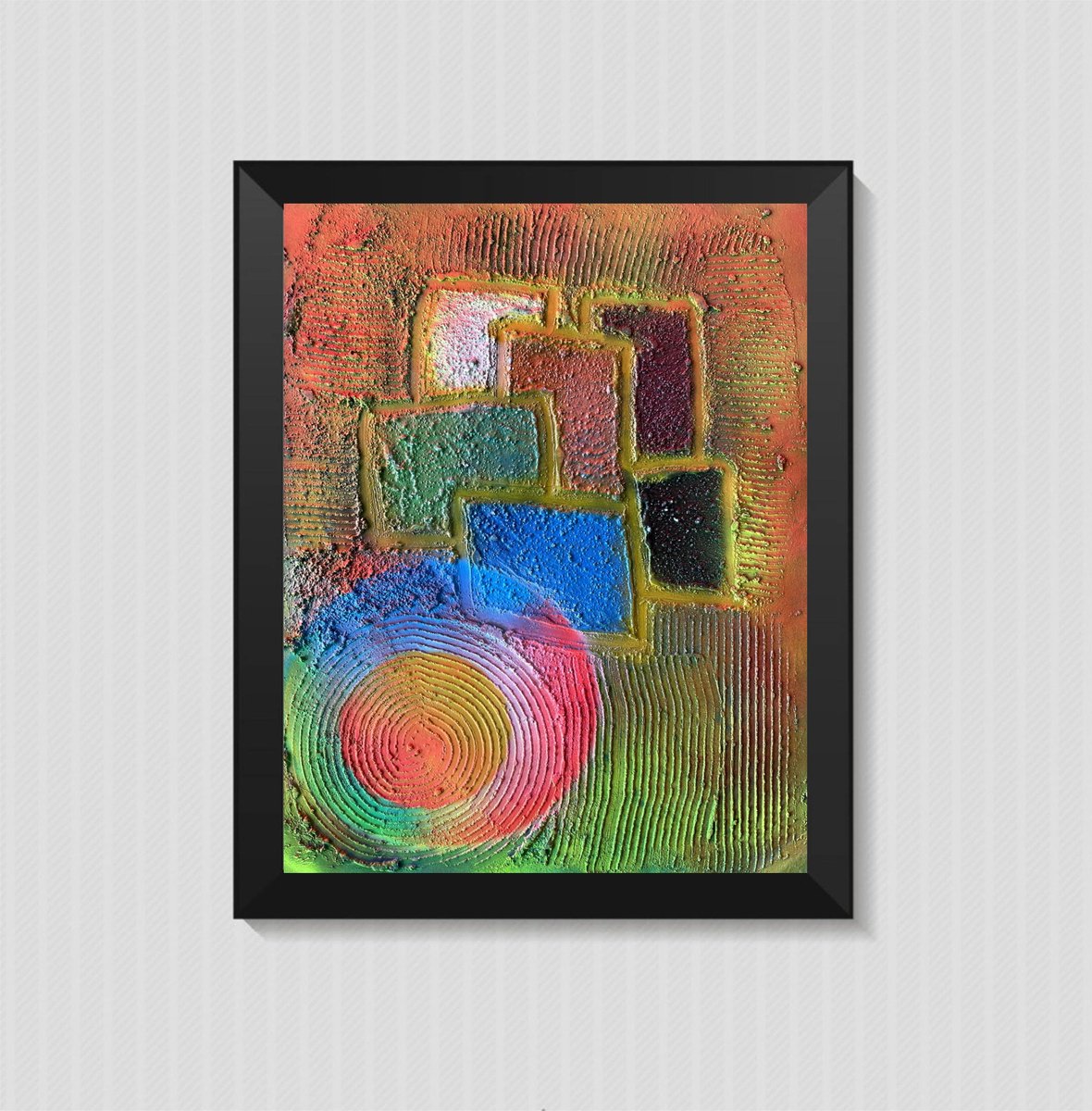 Abstract Acrylic Painting By Juan Jose Garay, 20 X 28", Abstractransformationcircle17, Original Artwork