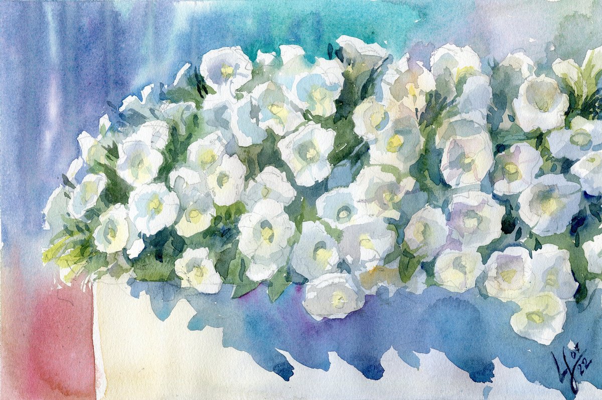 Impressionistic Botanical Watercolour By Svitlana Lagutina, 11 X 7", Whisper Of Morning Blooms, Original Artwork