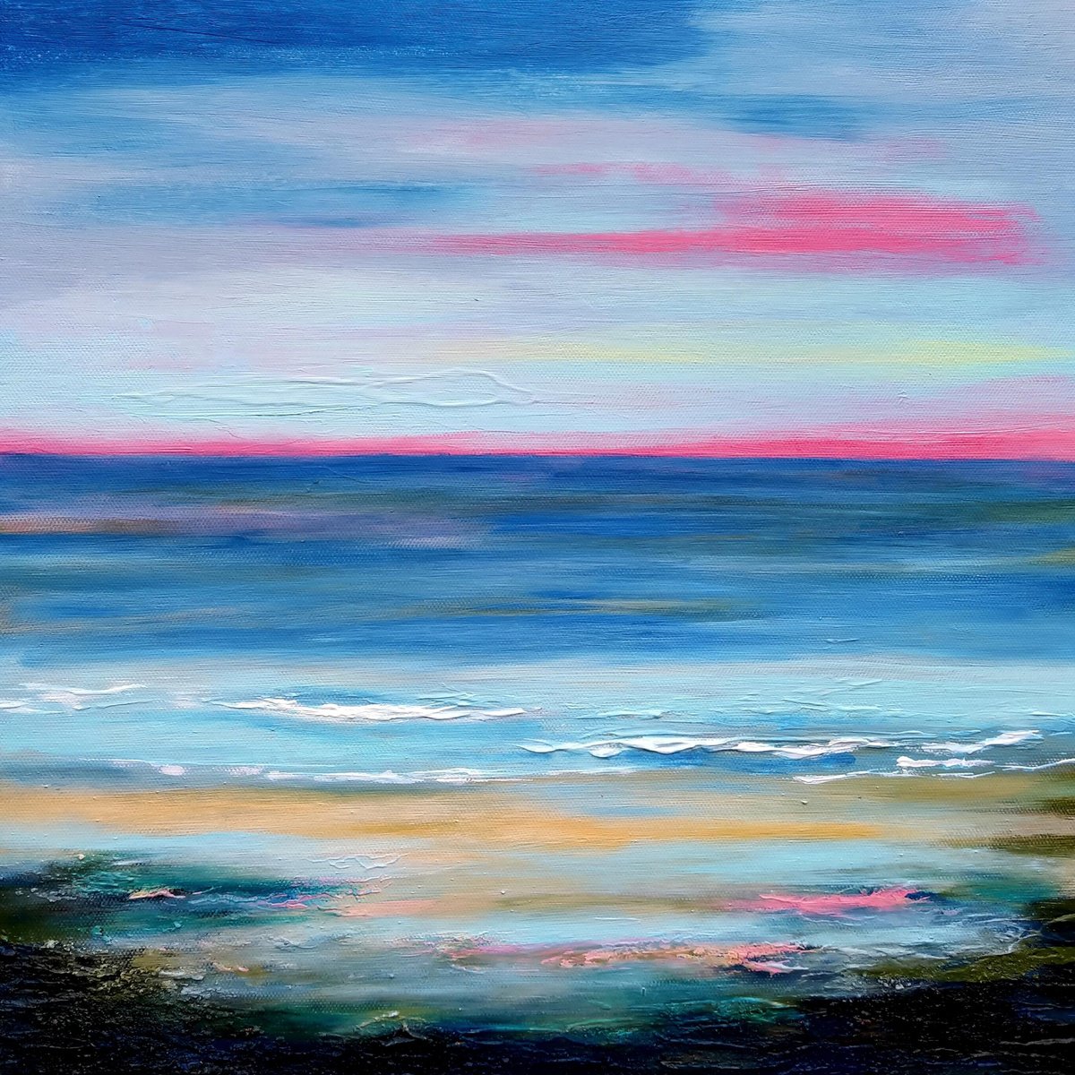 Impressionistic Landscape Acrylic Painting By Amanda Horvath, 16 X 16, A Secret Cove, Original Artwork