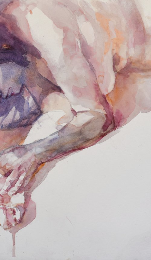 resting hands on the bed 2 by Goran Žigolić Watercolors