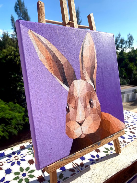 BEIGE RABBIT ON LILAC