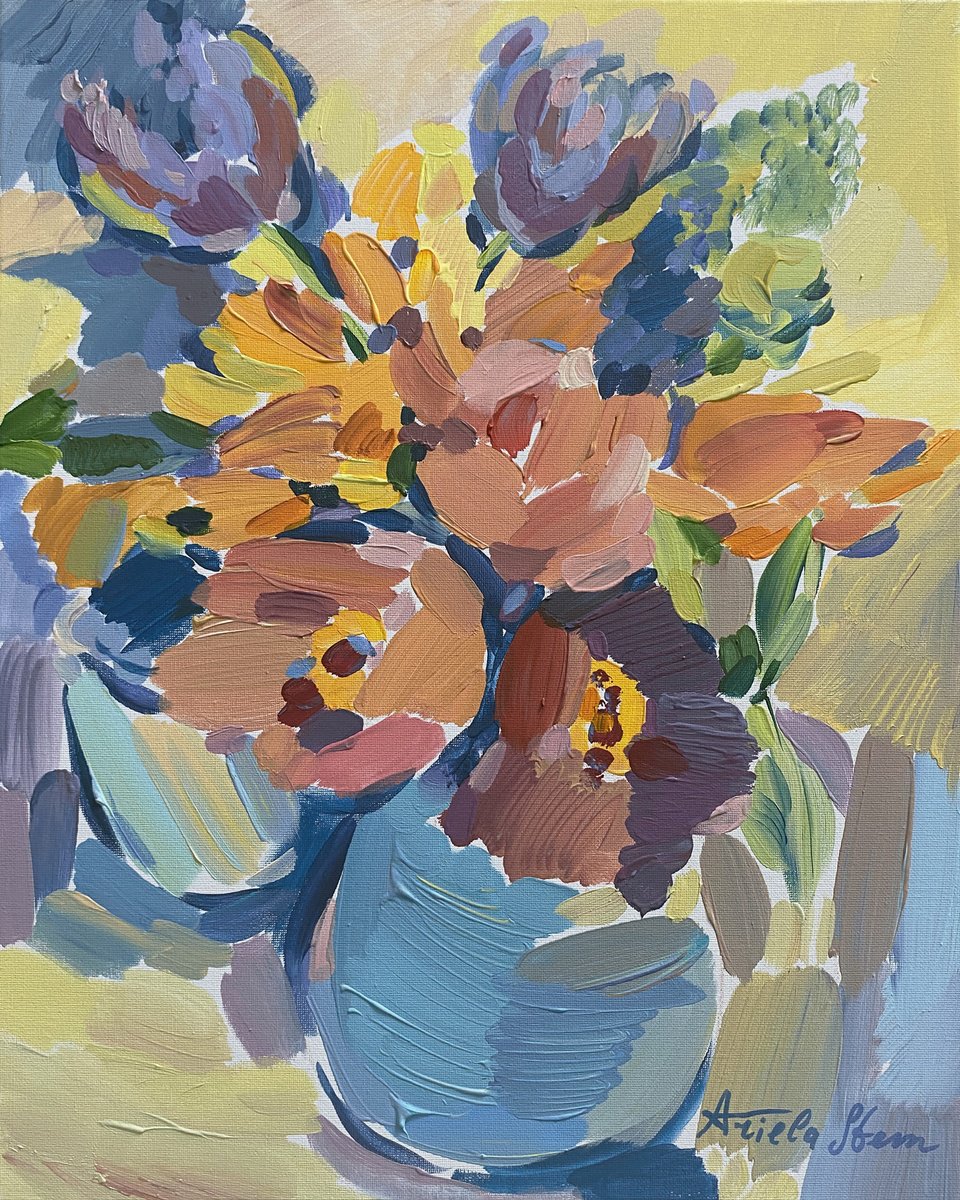 Impressionistic Painting , Swaying Bouquet By Ariela Stem, 16 X 19, Artwork For Sale On Artfinder