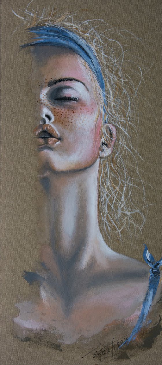 "Kissed by sun", original acrylic painting, 45x100x2 cm, ready to hang