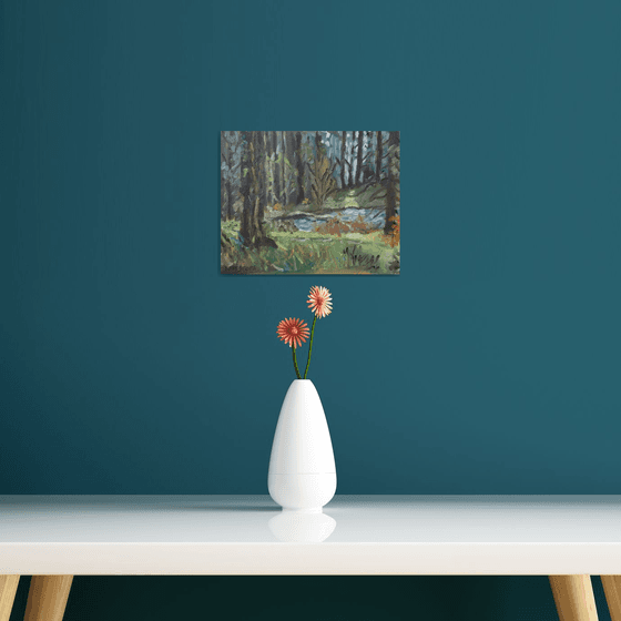 Lake in the forest painting