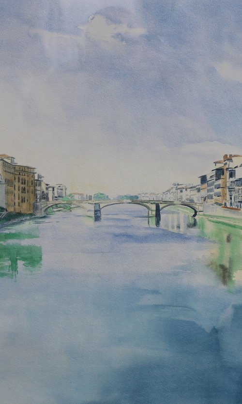 View from Ponte Vecchio Bridge, Florence by David Vincent Wheeler