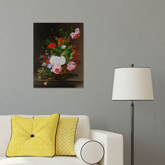 Garden Roses and Butterfly