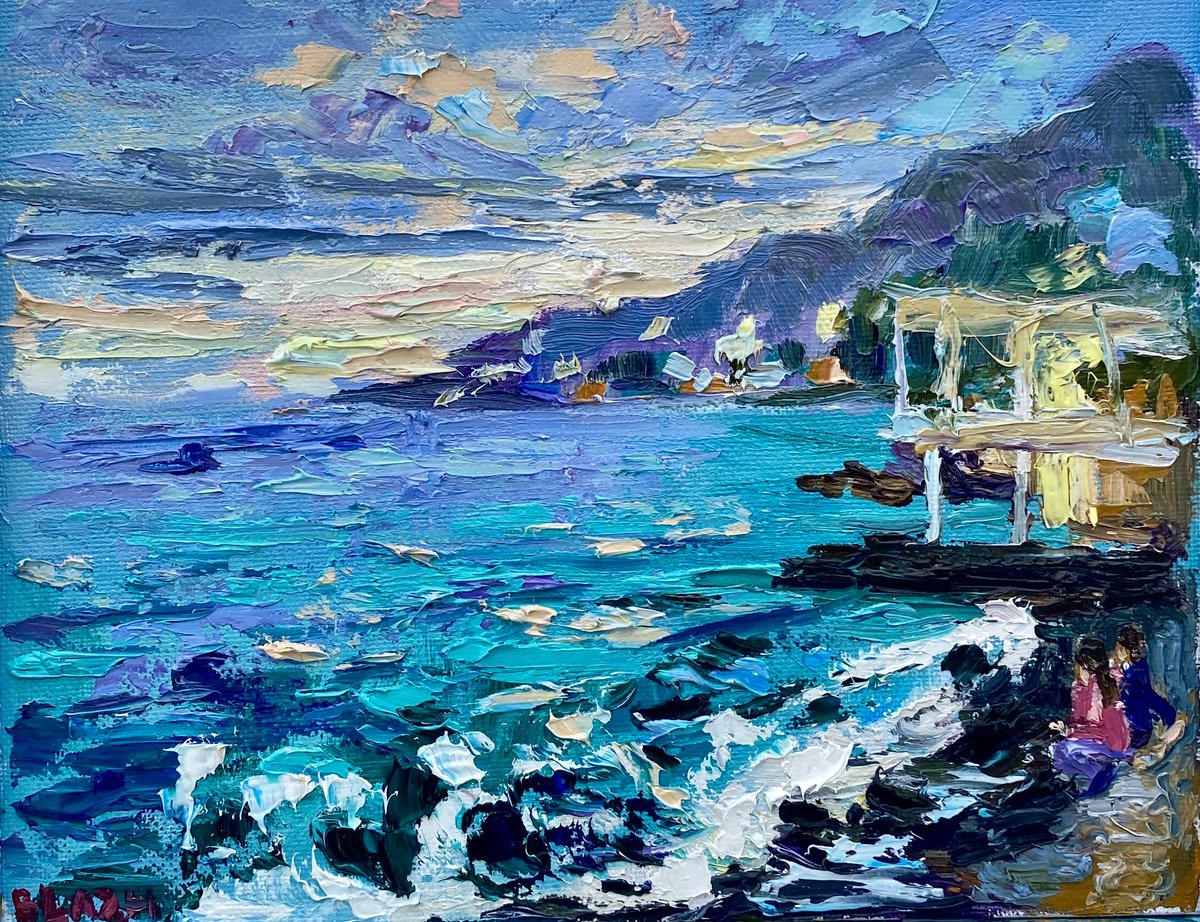 Yalta Seascape, 18*24cm, impressionistic oil sea landscape etude painting by Olga Blazhko