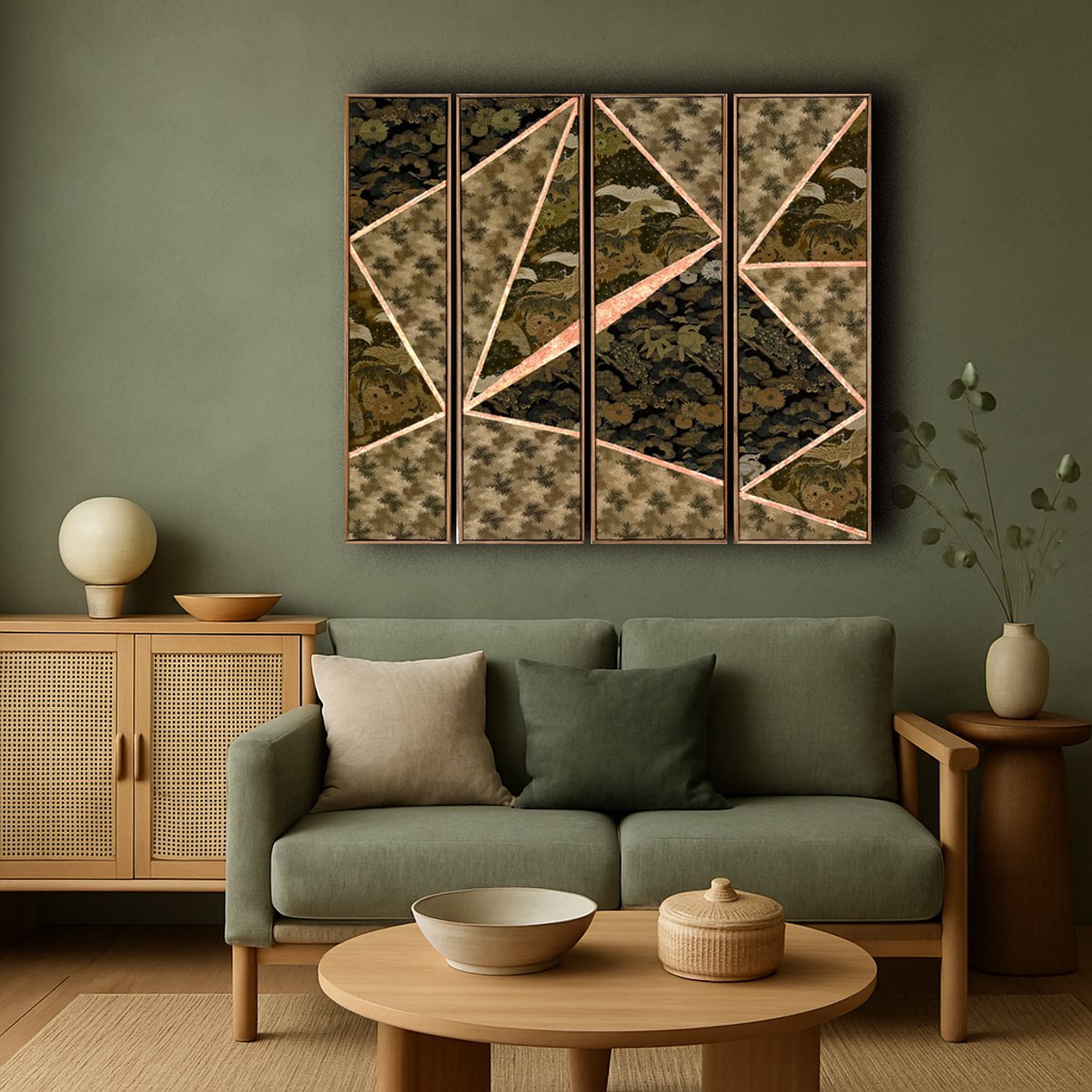 Pine Forest ~Longivety~ (Kimono Upcycled) By Lena Okamoto, 35 X 39, Artwork For Sale On Artfinder