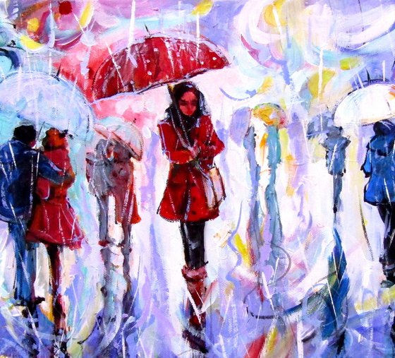 Rain, people and umbrellas III