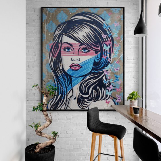 Sapphire Candy 120cm x 150cm Concrete Urban Pop Art