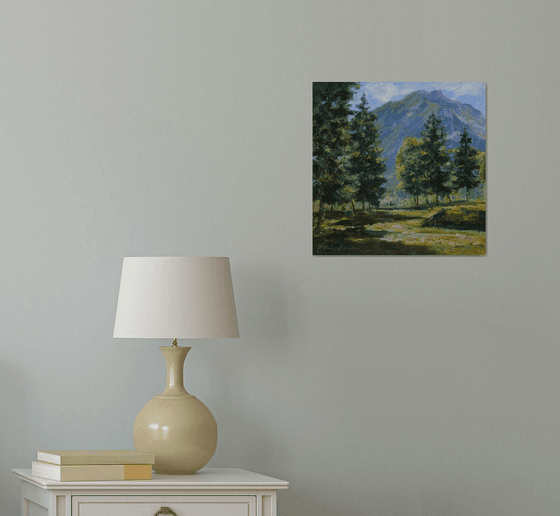Morning in the mountains - mountains painting