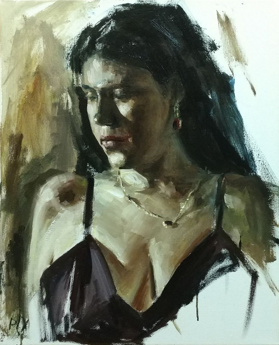 Anne -- portrait of a woman from the live model in the studio by Leonid Plekhanov