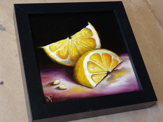 Lemon slices framed still life