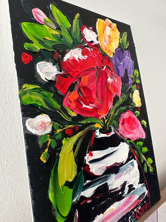 Flowers with black background