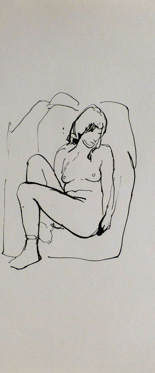 Seated Nude 6, 22x30 cm by Frederic Belaubre