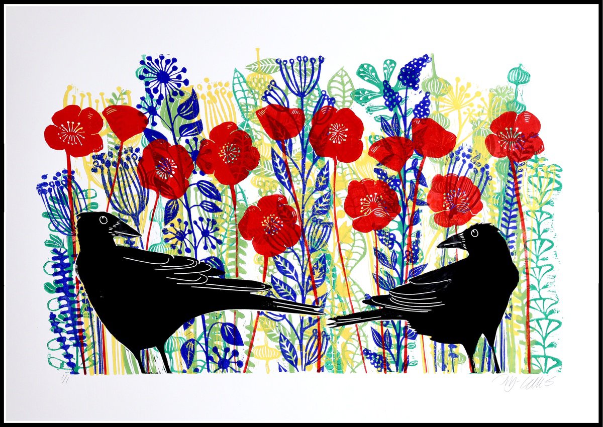Crows in the Poppyfield by Mariann Johansen-Ellis