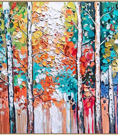 Birches Tapestry by Lana Guise