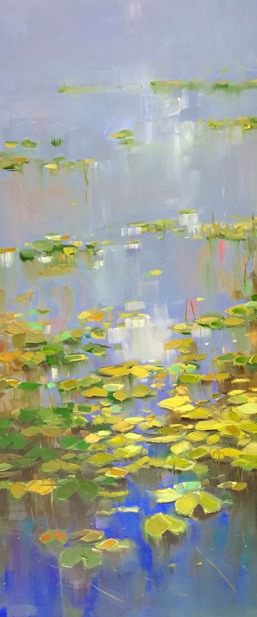 Waterlilies, Large Original oil Painting, Impressionism, Handmade artwork, One of a Kind by Vahe Yeremyan