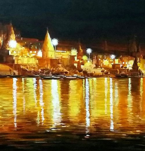 Beauty of Night Varanasi Ghats by Samiran Sarkar