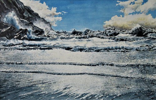 Waves Peel Beach, Isle of Man by Max Aitken