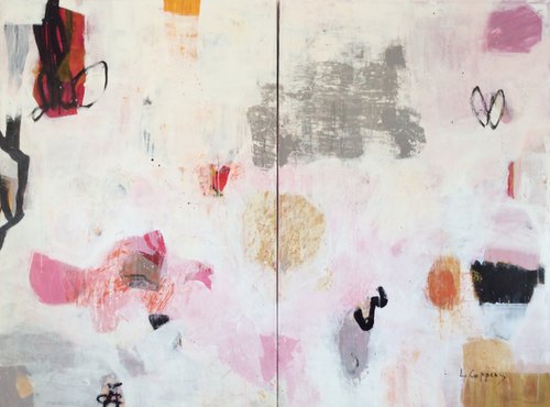 Dreams through mist-diptych by Linda Coppens