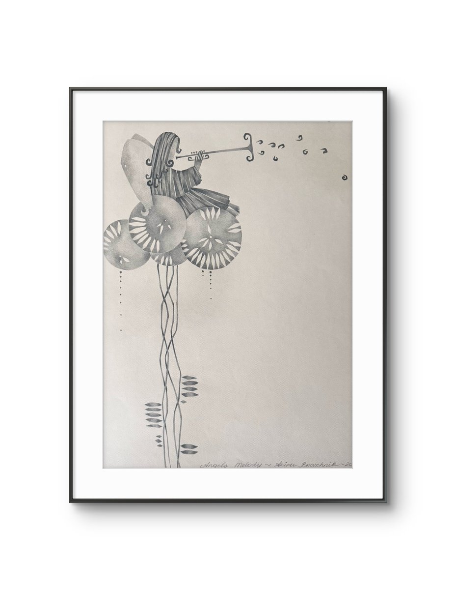 Abstract Pencil Drawing , Angels Melody By Arinika Stratievsky, 16 X 22, Artwork For Sale On Artfinder