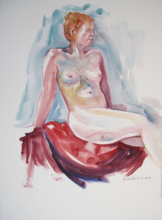 seated female nude