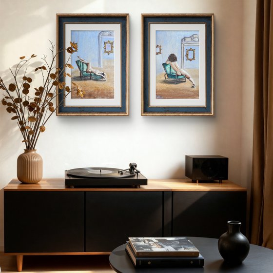 Cutie Naked Woman Soft Pastel