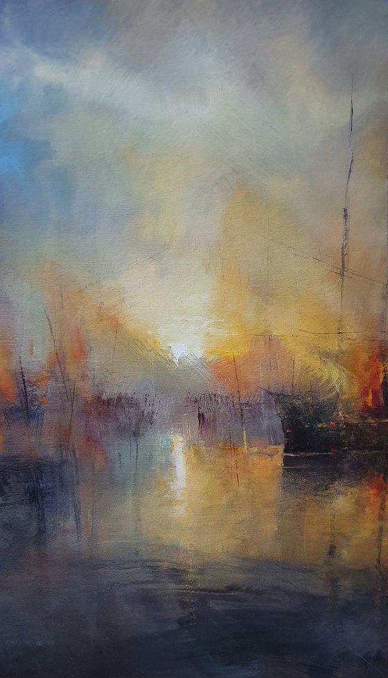 " Harbor of destroyed dreams - Morning After .... " W 125 x H 100 cm