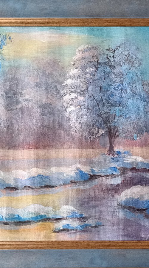 Winter dawn in the forest by Liubov Samoilova