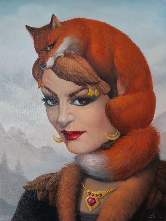 The sly 30x40cm, oil painting, surrealistic artwork