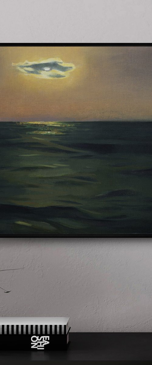 Night cloud over the ocean, Framed by Bo Kravchenko