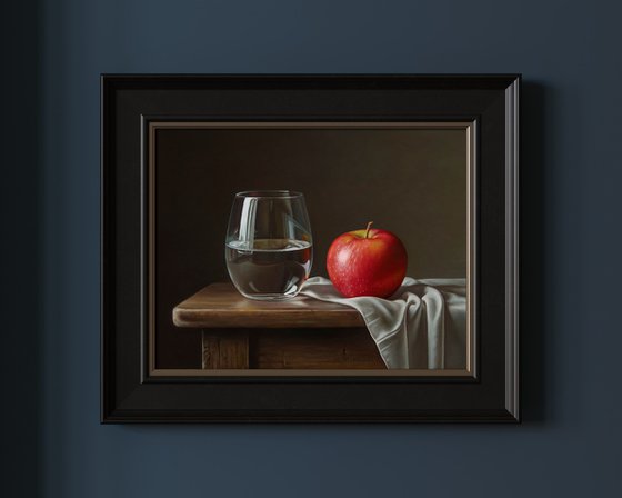 Apple with a glass