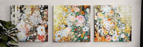 Peonies 3 pieces triptych by BAST