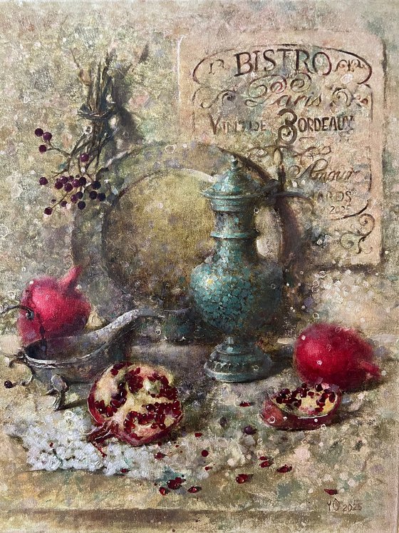 Pomegranate in French bistro