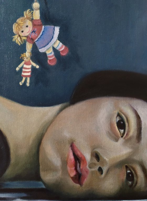 Portrait of a woman and her doll "The doll"