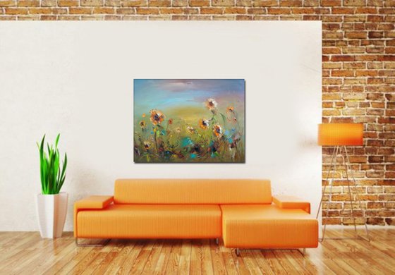 Sunflowers fields,  Oil Painting