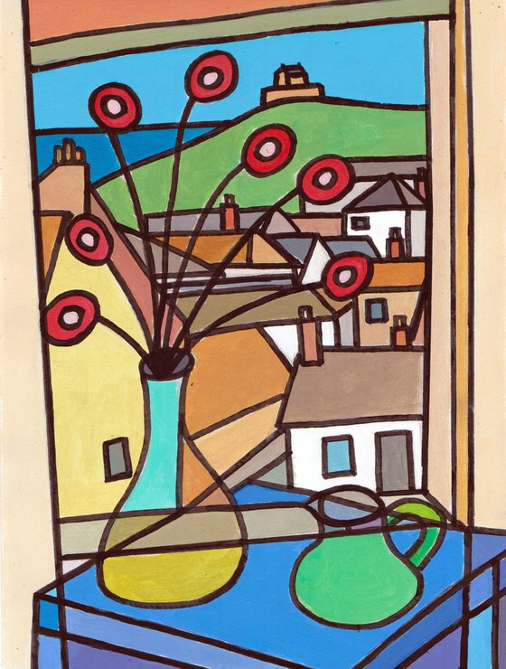 "Window view to The Island, St Ives"