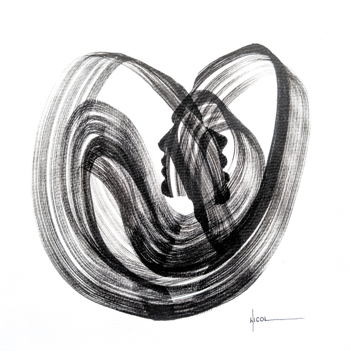 Expressive Ink Drawing , Bound By Light By Nicol Vacaru, 11 X 11, Artwork For Sale On Artfinder